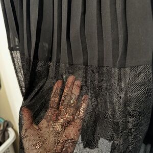 Sandro Paris Black Lace Pleated Skirt